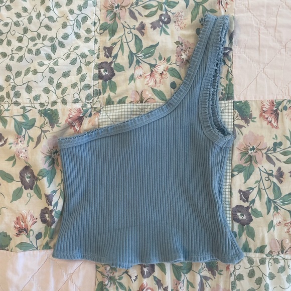 Urban Outfitters Tops - Urban Outfitters Blue One Shoulder Crop Top Size Small